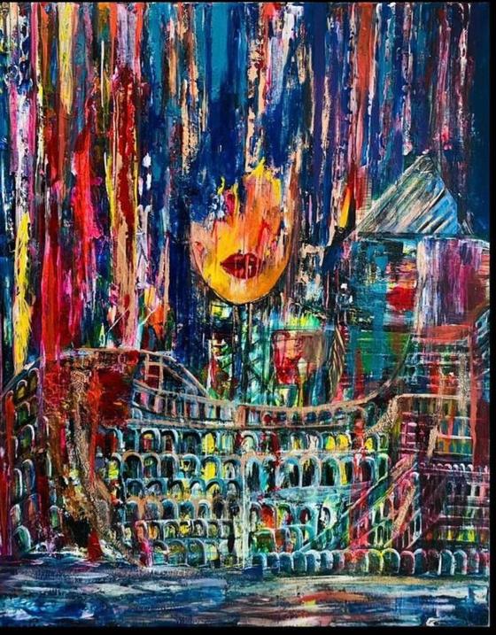 Sombras de un Naufragio Tropical — Acrílico mixto, 2024